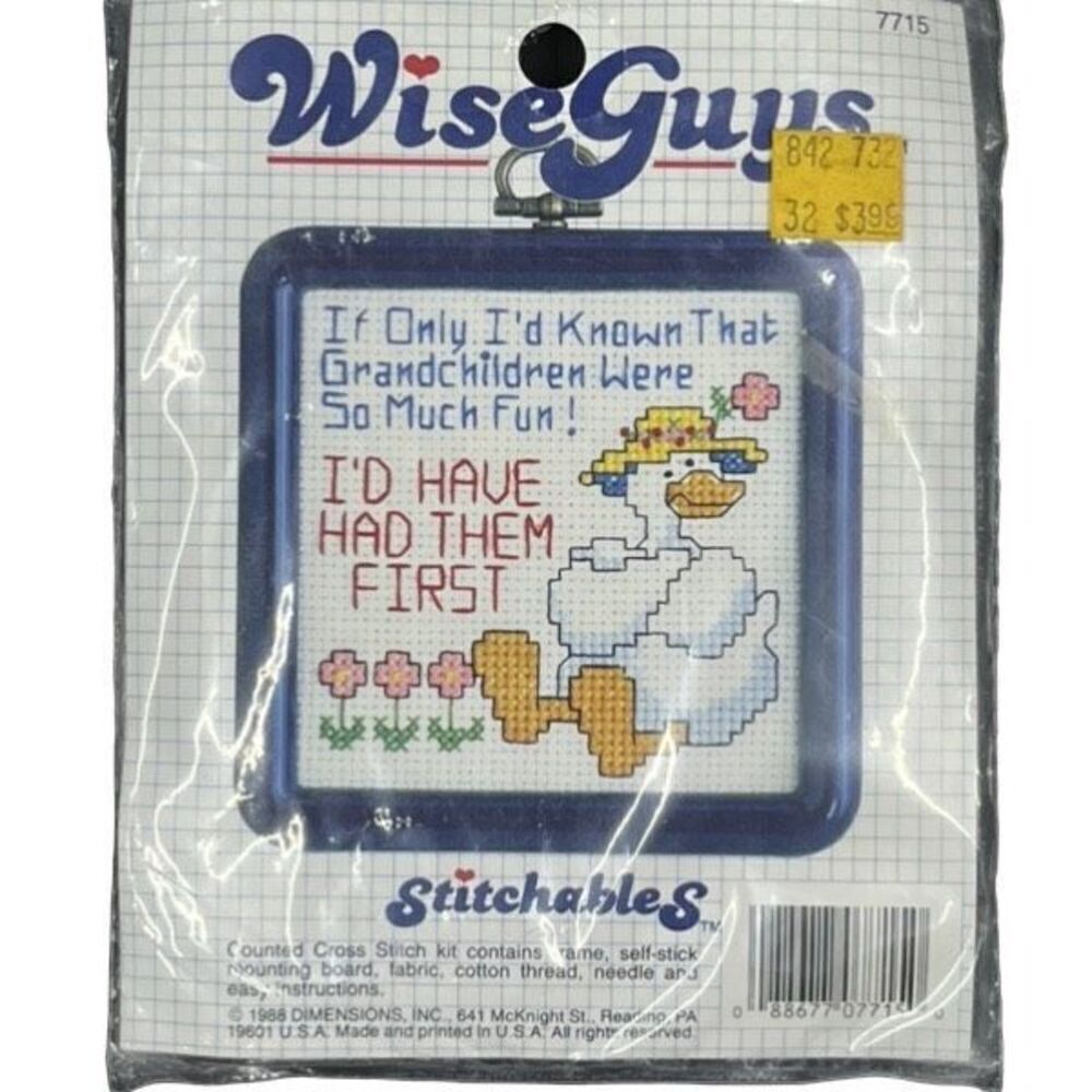 Vintage Wise Guys Grandchildren goose 1988 framed cross stitch embroidery kit se